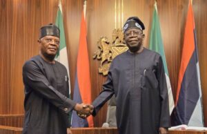 High Expectations As Tinubu Swears-In Ibas As Rivers Sole Administrator Vice Admiral Ibok-Étè Ibas (retd.),left, with President Bola Tinubu...on Wednesday in Abuja...