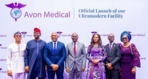 Sanwo-Olu Inaugurates AVON Medicals’ 50-Bed Ultra Modern Hospital In Lagos L-R: Commissioner of Health, Prof. Akin Abayomi; representative of Minister of Health, Chief Medical Director of Lagos University Teaching Hospital, LUTH, Prof. Wasiu Adeyemo; Chairman, Heirs Holdings, Mr. Tony Elumelu; Governor of Lagos State, Mr. Babajide Sanwo-Olu; Chairperson, Avon Medical, Dr. Awele Elumelu; Chief Executive Officer, Avon Medical, Dr. Akinbiyi Oke and Special Adviser to the Governor, Mrs. Oluwakemi Ogunyemi during the launch of the new ultra-modern facility of Avon Medical at Surulere, on Monday, April 14, 2025…