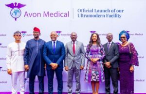 Sanwo-Olu Inaugurates AVON Medicals’ 50-Bed Ultra Modern Hospital In Lagos L-R: Commissioner of Health, Prof. Akin Abayomi; representative of Minister of Health, Chief Medical Director of Lagos University Teaching Hospital, LUTH, Prof. Wasiu Adeyemo; Chairman, Heirs Holdings, Mr. Tony Elumelu; Governor of Lagos State, Mr. Babajide Sanwo-Olu; Chairperson, Avon Medical, Dr. Awele Elumelu; Chief Executive Officer, Avon Medical, Dr. Akinbiyi Oke and Special Adviser to the Governor, Mrs. Oluwakemi Ogunyemi during the launch of the new ultra-modern facility of Avon Medical at Surulere, on Monday, April 14, 2025…
