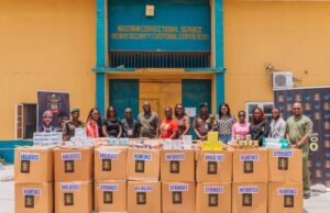 50th Birthday Anniversary: Bayo Adeyinka Secures Freedom For Eight Inmates, Donates Medical Supplies Fourth from left, Deputy Controller of Corrections (DCC) in charge of the Medium Security Custodial Centre in Ikoyi, Julius Ogueri; fifth from left, Author, Banker, and Pastor, Bayo Adeyinka (@Greaterbayo); flanked by family, friends and officers of the custodial center during a prison outreach facilitated by Adeyinka in commemoration of his 50th birthday recently…