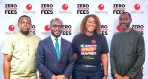Sterling Bank Removes Transfer Fees On Its Digital Banking Platform L-R Maurice Igugu, Chief Marketing Officer Sterling Bank; Obinna Ukachukwu, Growth Executive, leading the Consumer and Business Banking Directorate Sterling Bank Sterling Bank; Uti Ellu, Group Head, Customer Experience Strategy Sterling Bank and Abubakar Suleiman, MD/CEO Sterling Bank, at the official press conference to formally unveil the Zero Transfer Fee Policy in Lagos recently...