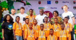 Excitement As Union Bank Sponsors 11th Edition Of Greensprings Football Academy L-R: Bukola Ayeni, Lead External Communications, Union Bank of Nigeria; West Bromwich Albion Football Club coaches; Mrs Lai Koiki, Founder and CEO, Greensprings School and participants of the 11th Greensprings Football Camp sponsored by Union Bank of Nigeria under its Edu360 initiative at the school's Awoyaya campus in Lekki, Lagos recently…