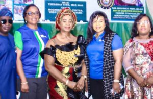 Fidelity Food Bank Initiative Returns To Osun, Residents Express Appreciation L-R: Commissioner for Education, Osun State, Hon. Dipo Eluwole representing Governor Ademola Adeleke of Osun State; Regional Bank Head, SouthWest II, Fidelity Bank Plc, Mrs. Morenike Olabisi; Wife of Osun State Governor; Ambassador Ngozi Adeleke; Regional Operations Service Supervisor, Southwest 2, Fidelity Bank Plc, Mildred Ajepe; and Wife of the Deputy State Governor, Mrs. Olusola Adewusi; during the Fidelity Food Bank distribution in partnership with Esther Adeleke Foundation in Modakeke, Ile-Ife Community, Osun State recently…