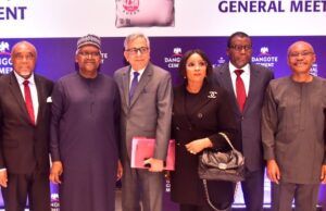 Dangote Cement EBITDA Crosses ₦1 Trillion Mark As Shareholders Smile Home With N30 Dividend Per Share L-R: Independent Non-Executive Director, Dangote Cement Plc, Emmanuel Ikazoboh; Chairman, Dangote Cement Plc, Aliko Dangote; Group Managing Director/CEO, Dangote Cement Plc, Arvind Pathak; Independent Non-Executive Director, Dangote Cement Plc, Dorothy Udeme Ufot, SAN; Non-Executive Director, Dangote Cement Plc, Abdu Dantata; Non-Executive Director, Dangote Cement Plc, Olakunle Alake, at the 16th Annual General Meeting of Dangote Cement Plc in Lagos on Monday, June 23, 2025…