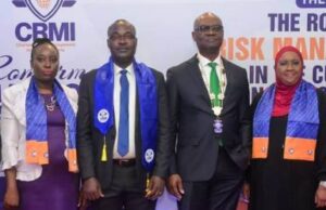 Kevin Ugwuoke, Fidelity Bank ED Becomes President Of Risk Managers Association L-R: Registrar/Chief Executive, Chartered Risk Management Institute of Nigeria (CRMI), Victor Olannye; Divisional Head, Risk Management Securities and Exchange Commission (SEC), Grace Abioye; Immediate Past President, CRMI, Ezekiel Oseni; President, CRMI and Executive Director/Chief Risk Officer, Fidelity Bank Plc, Kevin Ugwuoke; Director, Enterprise Risk Management, Nigeria Deposit Insurance Corporation (NDIC), Amal Haruna; and Rep. Keynote speaker, Deputy Group Management Director, United Bank of Africa (UBA), Chukwuma Nweke; at the CRMI Conferment Handover/Sent-Forth ceremony, held in Lagos recently….