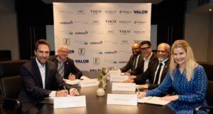 High Expectations As Valor Hospitality Partners Signs Three Deals In Namibia Left: Haitham Mattar, Managing Director, India, Middle East and Africa, Michael Pownall - Co-Founder and Managing Partner - AMEA Valor hospitality Partners Right: Nicole Maske - Founder of Manta Ventures, Reagan Graig - Managing Director of Cadence Capital, Rodrigo Pimenta - Founder of Santiago Property Developers, Americo De Almeida - Managing Director of Full Bright Developers…