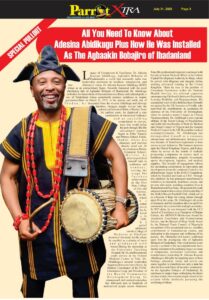 Dr Adesina Abidikuguon page three of our Sister publication ParrotXtra Magazine
