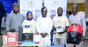 From Birthday To Impact: Kerojet Boss Launches New ICT Centre, Empowers 45 Nigerians L-R: Umar Usman; Director, Kerojet Services Ltd, Alimi Shakirat; Beneficiary, The Pillar Dream Living Foundation, Mr. Femi Balogun, Managing Director/CEO, Kerojet Services Ltd; Lawal Babatunde Bello; Beneficiary, and Mr. Tayo Ogundehin; CEO/MD, Goal Energy Ltd, at the Femi Balogun birthday-driven CSR empowerment held today in Ipaja, Lagos…