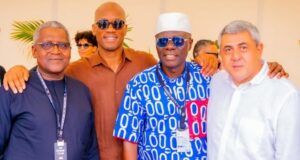 Dangote, Sanwo-Olu Spotted At E1 Racing Championship In Monaco L-R: President, DANGOTE Group, Alhaji Aliko Dangote; Ex-Ivorian Football International, Didier Drogba; Governor of Lagos State, Mr. Babajide Sanwo-Olu and a guest at the E1 Racing championship in Monaco at the weekend…