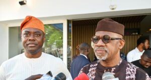 Photo: When Ogun’s Dapo Abiodun Visited Gov Makinde In Ibadan Engineer Seyi Makinde, right, with his visitor, Prince Dapo Abiodun...on Tuesday...