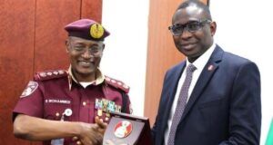 Intensive Anti-Graft War: Olukoyede Saluted By FRSC Boss FRSC's Corps Marshal, Shehu Mohammed, left, with Ola Olukoyede of EFCC...