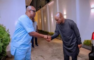 Photos: Ayo Fayose Plays Host To Ekiti’s Gov Oyebanji In Lagos Host, Dr Ayodele Fayose, left, welcoming his guest, Ekiti's present governor, Biodun Oyebanji to his Lagos home...