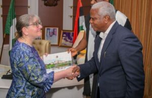 Olusegun Obasanjo Leadership Institute Commended By US Consul General Joellen Gorg, Consul General of the U.S. Embassy in Nigeria, left, during her visit to OOLI, with Prof. Daramola, Deputy Chief Executive of OOLI…