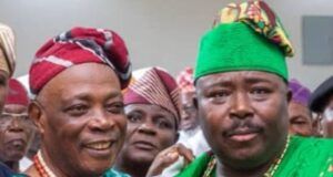Emergence As Oyo Obas’ Council Chair: Senator Alli Joins Others To Hail Oba Ladoja Senator Sharafadeen Alli, right, with Oba Rashidi Ladoja at a recent event...