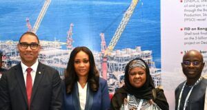 How Nigeria’s Energy Future Can Become Sustainable – Shell L-R: Managing Director, Shell Nigeria Exploration and Production Company Limited (SNEPCo), Ronald Adams; SNEPCo’s Snr Production Geologist, Abidemi Belgore; Society of Petroleum Engineers, Council Chairman, Engr Dr. Amina Danmadami and SNEPCo’s Wells Operations Manager, Ismail Hamzat during the visit of diginitaries to the Shell booth at the 2025 Nigeria Annual International Conference and Exhibition (NAICE),annual event organized by the Society of Petroleum Engineers (SPE) Nigeria Council in Lagos...