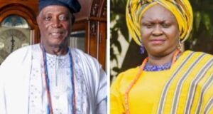 Confirmation As 44th Olubadan Of Ibadanland: Kayrom Lee Boss Congratulates Oba Ladoja Ambassador Romoke Ayinde, right, and Oba Rashidi Ladoja...