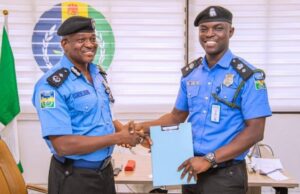 New Force PRO, Benjamin Hundeyin Assumes Office In Abuja Olumuyiwa Adejobi, left, with Benjamin Hundeyin...in Abuja on Thursday...