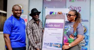 GAIM 6: Fidelity Bank Extends Promo, Ups Total Cash Rewards To ₦189m L–R: SME Cordinator, Victoria Island/ Lekki Region, Fidelity Bank Plc, Stanley Ogbuze; GAIM 6 Seventh Monthly draw Winner, Osoroh Igho Anthony; and Retail sales Co-ordinator, Victoria Island/ Lekki Region, Fidelity Bank Plc, Ruth Edobor; at a GAIM 6 prize presentation ceremony held at Fidelity Bank, Saka Tinubu Street, Victoria Island, Lagos recently…