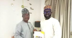 Amron Group’s CEO, Arc (Dr) Hassan Giwa Receives Copy Of ParrotXtra’s 20th Anniversary Compendium ...Asiwaju Adinni Musulumi of Ibadanland and CEO of Amron Group, Arc (Dr.) Hassan Olawale Giwa, right, with Ambassador Olayinka Agboola...