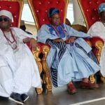 Oba Adebayo Akande left with others at interdenominational prayers at the Olubadans Palace in Oke Aremo