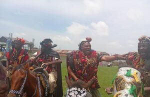 Pre-Ladoja Coronation Event: Check Out Images From Cultural Fiesta At Olubadan Stadium ...Ibadan hunters displaying culture at its best...at the event...