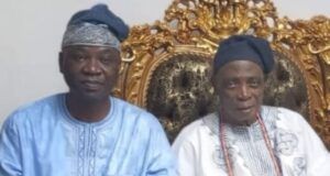 Photo: Lam Adesina’s Son Visits New Olubadan, Oba Rashidi Ladoja Dr Ayobami Lam-Adesina, left, with Oba Rashidi Ladoja...