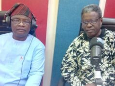 Oduwole, Ex-MD Blames Segun Osoba For Collapse Of Sketch Newspaper, Ouster Alagba Biodun Oduwole, right, with Olayinka Agboola...during the live Radio Show on Splash 105.5fm...