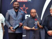 BAFI: Fidelity Bags Awards For Best Export, Trade Support & Innovation L–R: Seye Otite, Media Relations Officer; Tolulope Rojaiye, Team Member, Brand & Communications Division; Meksley Nwagboh, Divisional Head, Brand & Communications; Stanley Amuchie, Executive Director/Chief Operations and Information Officer (all of Fidelity Bank Plc); Christopher Bajowa, President, Pension Fund Operators Association of Nigeria; and Omonsegho Ibironke, Team Lead, Events and Business Promotions, Fidelity Bank Plc; at the BusinessDay Bank and Other Financial Institutions’(BAFI) Awards 2025 where Fidelity Bank bagged the awards for the Best Bank for Export & Trade Finance and Most Innovative Bank of the Year recently…