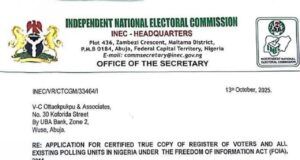 Request For Nigeria’s Voters’ Register: INEC Asks Law Firm To Pay ₦1.505b ...the bromide of the letter written by INEC...