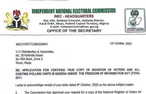 Request For Nigeria’s Voters’ Register: INEC Asks Law Firm To Pay ₦1.505b ...the bromide of the letter written by INEC...