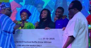 How YES 101.7 FM Radio Station Ibadan Celebrated 10:17 Festival Yemi Sonde, left, Saheed Osupa, right, with others...