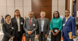 Driving Africa’s Low-Carbon Future: Dangote Cement Commits To 100% CNG Fleet L-R: Regional Conference Director, Centre for Management Technology / Event Organiser, Rebecca Cheng; CEO, West Africa Cluster, LafargeHolcim Maroc Afrique/Event Moderator, Phillippe Richart; Group Managing Director, Dangote Cement Plc, Arvind Pathak; Managing Director, CBI Ghana Ltd, Frédéric Albrecht; Deputy Head of Sustainability, Dangote Cement Plc, Oyekemi Oyelola, and Country Manager, Dangote Cement, Ghana, Kothandam Elango, during the 14th Africa CemenTrade Summit at Mövenpick Ambassador Hotel, Accra, Ghana...