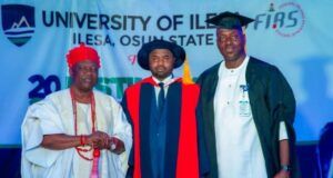 FIRS Boss Identifies Why Nigeria Must Design Technology-Enabled Tax System L-R: The Orangun of Oke-Ila, Oba Adedokun Abolarinwa; the chairman of the Federal Inland Revenue Service (FIRS) and guest lecturer, Dr Zacch Adedeji; the Vice-Chancellor, University of Ilesha, Professor Taiwo Asaolu, during the maiden edition of the varsity's distinguished lecture series delivered by Adedeji at the institution, on Friday. Photo credit: Victor Onarinde