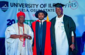 FIRS Boss Identifies Why Nigeria Must Design Technology-Enabled Tax System L-R: The Orangun of Oke-Ila, Oba Adedokun Abolarinwa; the chairman of the Federal Inland Revenue Service (FIRS) and guest lecturer, Dr Zacch Adedeji; the Vice-Chancellor, University of Ilesha, Professor Taiwo Asaolu, during the maiden edition of the varsity's distinguished lecture series delivered by Adedeji at the institution, on Friday. Photo credit: Victor Onarinde