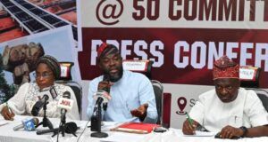 Oyo State @50: Committee Opens Logo, Theme, Mascot Challenge Hon Saheed Akinade-Fijabi, middle, with others at the media parley...