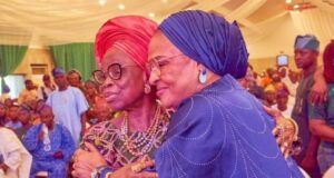 Tinubu, Amosun, Ajibola Basiru, Florence Ajimobi, Sunmonu, Others Celebrate Lam Adesina At 2nd Memorial Lecture Alhaja Sarat Adesina, left, with Chief Mrs Florence Ajimobi...at the event...