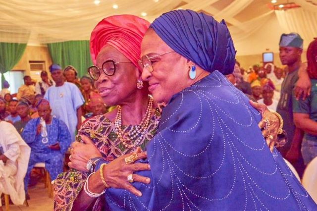 Lam 1 Alhaja Sarat Adesina, left, with Chief Mrs Florence Ajimobi...at the event...