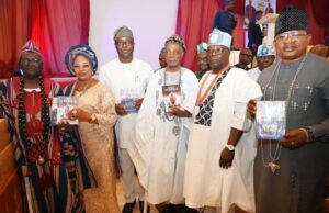 Makinde: My Plans Is To Serve My People Till My Last Day In Office From left, Balogun of Ibadanland, Oba Tajudeen Ajibola; his Olori; Oyo State Governor, Seyi Makinde; Olubadan of Ibadanland, Oba Rashidi Ladoja; Aare Musulumi of Yorubaland, Alhaji Dawud Akinola and Chief Adegboyega Adegoke, during the launching of Oba Ajibola's books "Giant Strides & Ibadan Hegemony" and the film, "Agbeni," held at the Theophilus Ogunlesi Hall, Ibadan...