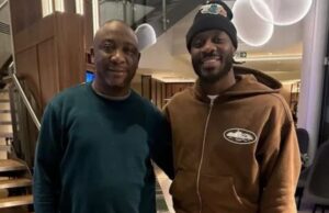 Recuperating Ola Aina Plays Host To Ibrahim Gusau, NFF Boss Ibrahim Musa Gusau, left, with Ola Aina...during the visit...