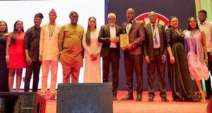 Shell Shines At 43rd NAPE Conference In Lagos …a group picture of Shell participants when receiving the award from NAPE officials at the 43rd NAPE Award and Recognition Night in Lagos…