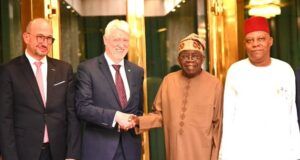 Tinubu To Siemens: We Are Working To Improve Power Supply To Uplift Nigerians’ Lives R-L: Vice President Kashim Shettima; President Bola Ahmed Tinubu; Deputy Head of Mission, Jahannes Lehne, and Managing Director of Middle East-Africa, Mr Dietmar Siersdorfer, during a courtesy visit at presidential villa Abuja on Monday, November 10, 2025…