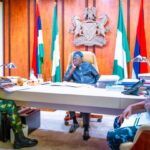 President Bola Tinubu and service chiefs during their meeting on Sunday