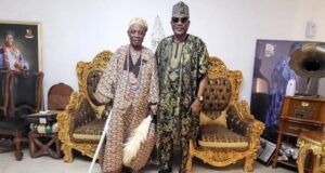 Photos: AIG Tunji Alapini Pays Official Courtesy Call On Olubadan Ladoja Chief Tunji Alapini, right, with the Olubadan, Oba Rashidi Ladoja...