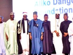 Excitement As Dangote Unveils ₦1 Trillion Scholarship Scheme For 1.3 Million Nigerian Students L-R: Kano State Governor, Abba Kabir Yusuf; Gombe State Governor, Muhammadu Inuwa Yahaya; Nasarawa State Governor, Abdullahi Sule; Vice President of Federal Republic of Nigeria, Kashim Shettima; Chairman Steering Committee, ADF Scholarship Programme; Justice Sidi Bage, JSC; Chairman, Aliko Dangote Foundation, Aliko Dangote; Ooni of Ife, Oba Adeyeye Enitan Ogunwusi (Ojaja II); Chairman, BUA Group, Abdulsamad Rabiu; Deputy Governor of Kaduna State, Hadiza Balarabe; Lagos State Governor, Babajide Sanwo-Olu, at the launching of Aliko Dangote Foundation (ADF) N100 Billion Education Scholarship Initiative nationwide in Lagos on Thursday, December 11, 2025...