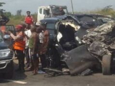 FRSC Reveals How Speeding, Wrongful Overtaking Caused Crash Involving Anthony Joshua FRSC officials at the scene of the accident on Monday...