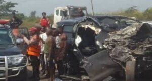 FRSC Reveals How Speeding, Wrongful Overtaking Caused Crash Involving Anthony Joshua FRSC officials at the scene of the accident on Monday...