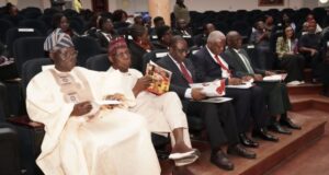 History Recorded As Olusegun Obasanjo Leadership Institute (OOLI) Holds Maiden Convocation, Induction Ceremony From left to right: General Martin‑Luther Agwai (Retired), Director and Chief Executive Officer of OOLI; His Excellency Olusegun Obasanjo, Former President of the Federal Republic of Nigeria and Chairman of the OOLI Board of Trustees; Professor Banji Oyelaran‑Oyeyinka, Guest Speaker; Professor Daramola, Deputy Chief Executive Officer of OOLI; and Professor Jeremiah Ojediran, Vice‑Chancellor of Bells University of Technology…