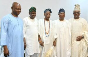 The Olanipekun’s Royal Homage & Tribute To Olubadan Ladoja By Tunji Oladejo R-L: Dr Festus Adedayo, Asiwaju Adebayo Ojo, SAN, Olubadan Rashidi Ladoja, Chief Wole Olanipekun, SAN and Dr Gani Adeniran...