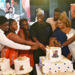 Governor Seyi Makinde being helped by his immediate family to cut his birthday cake at Fasola Oyo in the early hours of December 25 2025
