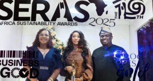 SNEPCo Shines Again, Wins SERAS Awards For Health/Wellbeing As Vision First Initiative Reaches Thousands L-R: Social Investment Advisor, Shell Nigeria Exploration and Production Company Limited (SNEPCo), Lawretta Ehebha; SNEPCo’s Policy & Advocacy, Senior Advisor, Elohor Abu and SNEPCo’s Social Investment Advisor, Ayobami Ikuemonisan during the 19TH SERAS award ceremony in Lagos...